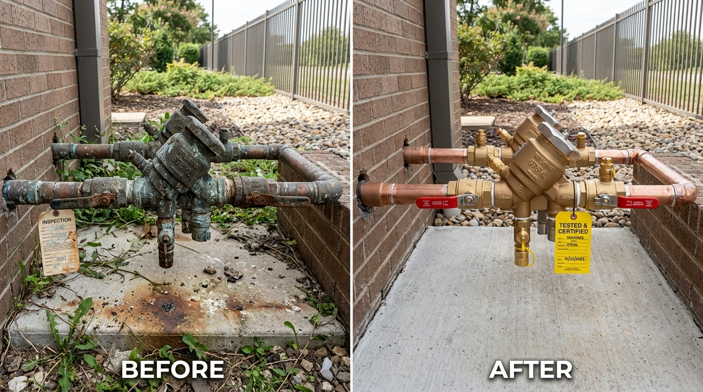 Before and after backflow testing repair and replacement by Santa Murri Plumbers in Murrieta CA