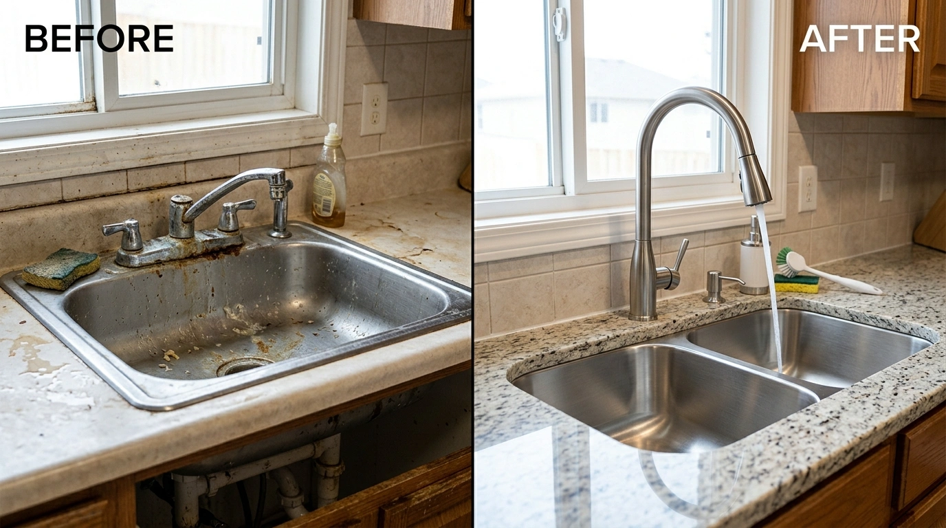 Faucets & Sinks Repair Before & After — Santa Murri Plumbers Murrieta CA