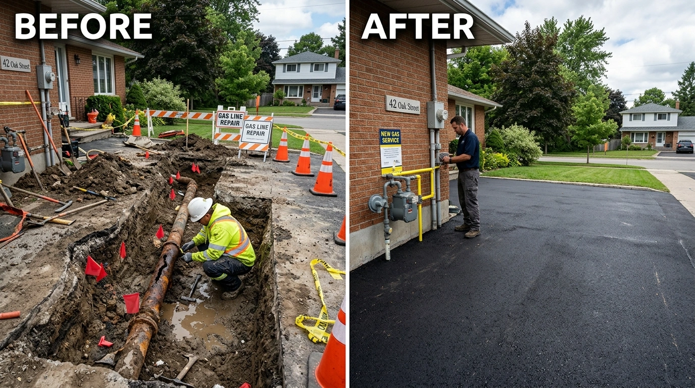 Gas Line Repair and Replacement Before and After Results by Santa Murri Plumbers in Murrieta CA