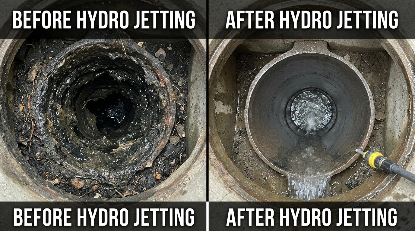 Hydro Jetting Service Before and After - Santa Murri Plumbers Murrieta CA