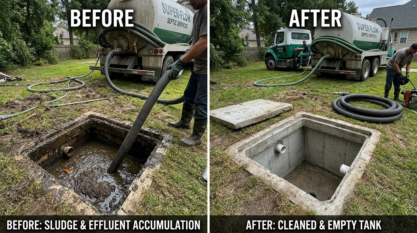 Before and after septic tank cleaning and pumping by Santa Murri Plumbers in Murrieta CA